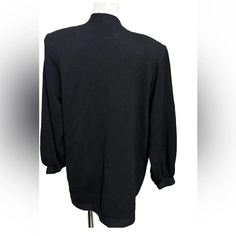 ST. John Basics Cardigan Oversized Sweater Black Santana Knit M By Marie Gray